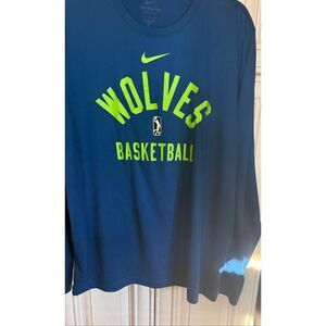 Nike Mens Dri-Fit Iowa Wolves Long Sleeve Basketball Warm Up T-Shirt Blue Large